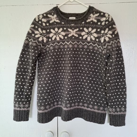 L.L. Bean 100% Lambswool Fair Isle Thick Knit Sweater SZ M - Picture 1 of 10